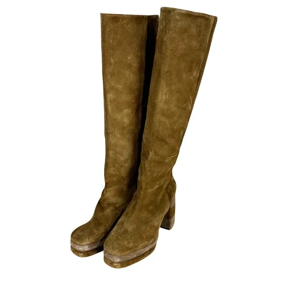 Tory Burch Platform Knee Boot Camel Women's Size 7 Floor Model Condition